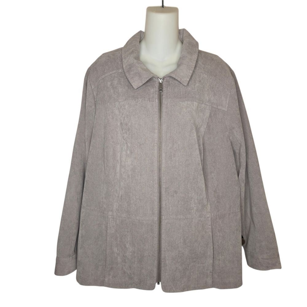 CJ Banks NWOT Dove Grey Soft Knit Twill Full-Zip Jacket - Size 2X
